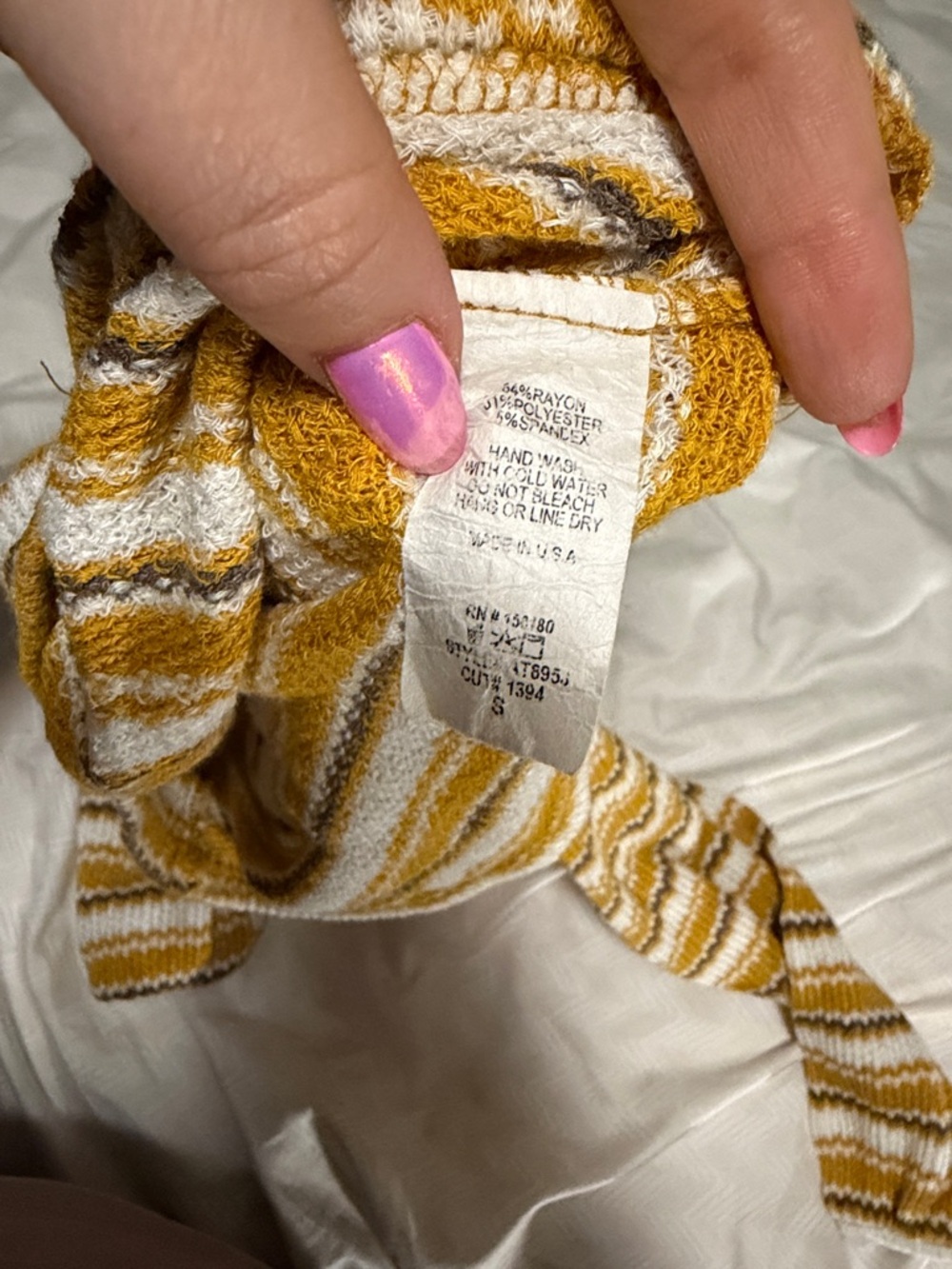 Amante Striped Knit Crop Top and Flared Leggings  Set in Mustard and White - S - Picture 4 of 6